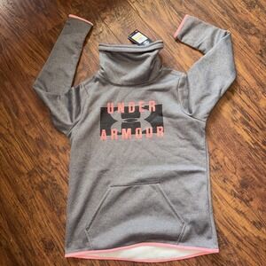 Under Armour Cold Gear Cowl Neck Sweatshirt Gray Pink Womens Medium